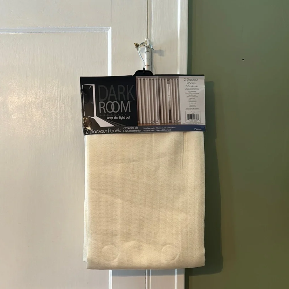 2 Black out Ivory/ Cream Colored Panels 37x84 Inches Each NWT